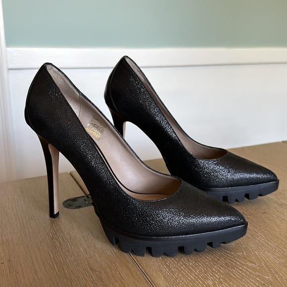 Donald J Pliner Endiva Italy 8.5 lug sole pointed toe leather high heel pumps - Picture 10 of 12